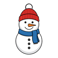 Cute snowman icon with beanie hat