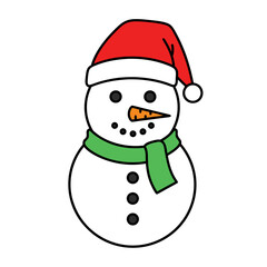 Festive snowman vector with Santa hat