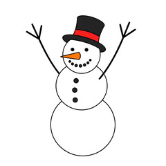 Celebrating snowman vector icon