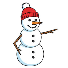 Snowman flat character pointing