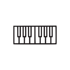 A minimalist line drawing of piano keys isolated on a plain white background in a simple style