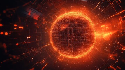 Global data network connecting digital sphere with futuristic technology