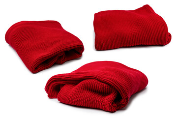 Red warm sweater isolated on a white background.