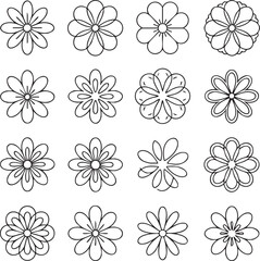 Sixteen Outline Flower Designs Collection floral