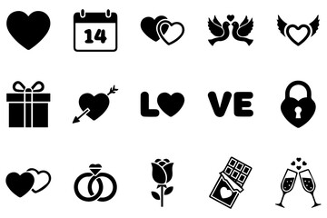 set of valentine icon design template with various models.