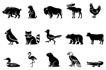 Forest animals silhouettes. Suitable for woodland themes, nature projects, and wildlife graphics