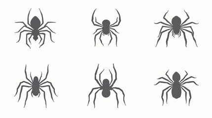 Collection of spooky spider vector illustrations perfect for Halloween designs and creepy themes.