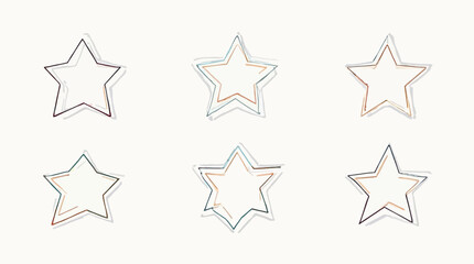 A collection of hand-drawn minimalist star outlines in various subtle colors