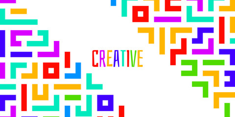Colorful Geometric Shapes Forming Frame Around 'Creative' Text