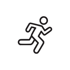 Simple line drawing of a person running with outstretched arm on a white background illustration