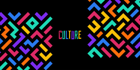 modern abstract backgrounds with a vibrant geometric pattern of colorful pixelated blocks creating a maze-like design