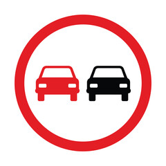 No overtaking road sign isolated on, traffic regulation