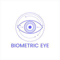Biometric Eye Technology Logo with Digital Iris Scan Symbol for Security Identification Authentication Future Tech and Modern Surveillance System