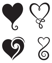 Decorative Heart Vector Icon Set for Valentine Day Designs.