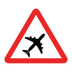 Obraz premium Warning sign of low flying aircraft isolated on, vector image