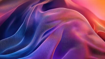 Flowing abstract mesh fabric with colorful gradient