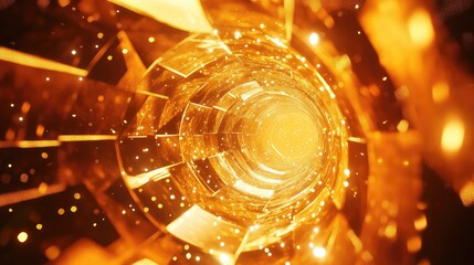 Golden abstract tunnel motion with light particles