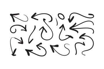 Collection of hand drawn arrows in black and white