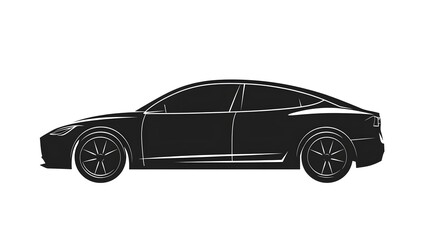 Fototapeta premium Black silhouette of a modern sedan car side view vehicle