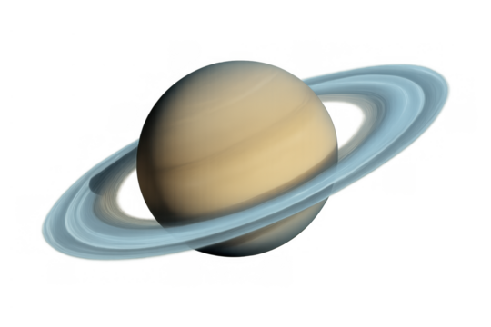 Saturn, the sixth planet from the sun, showing its prominent icy rings, representing space, astronomy, and cosmic exploration