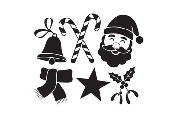 Christmas icons silhouette collection festive holiday symbols
