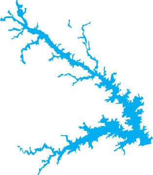 Lake Strom Thurmond Map Shape, (Clarks Hill Lake) in Georgia and South Carolina