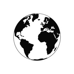 Stylized black and white globe of earth