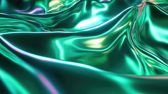 Abstract iridescent metallic liquid waves flowing surface