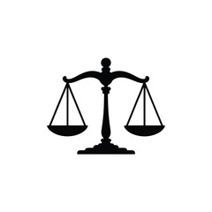 Black silhouette of a classic weighing scale of justice