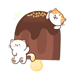 Kawaii Cat Sweet Dessert Clipart PNG Hand drawn 
