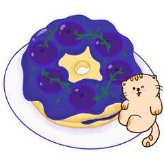 Kawaii Cat Sweet Dessert Clipart PNG Hand drawn 