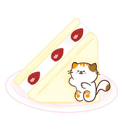 Kawaii Cat Sweet Dessert Clipart PNG Hand drawn 