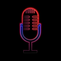 Comedy show neon sign. Retro microphone line design. Standup icon on