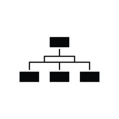 Simple black and white organizational chart icon