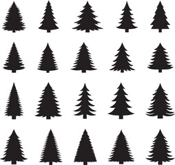 Fototapeta premium Collection of festive christmas tree silhouettes