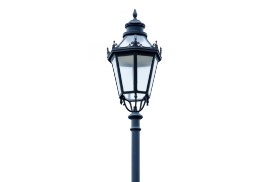 Ornate victorian street lamp isolated on transparent background