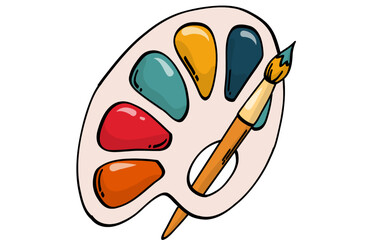 vector illustration of an abstract of a art palette brush  with white background.eps