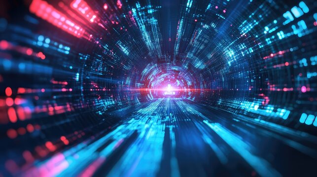 Digital data stream passing through abstract tunnel network