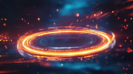 Digital data vortex creating futuristic energy portal effect