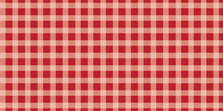 RED Gingham seamless pattern. Texture from rhombus/squares for - plaid, tablecloths, clothes, shirts, dresses, paper, bedding, blankets, quilts and other textile products. Vector illustration.
