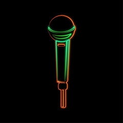 Neon microphone sign glowing microphone icon