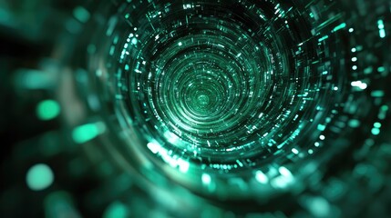 Digital data vortex tunnel transmitting futuristic technology concepts