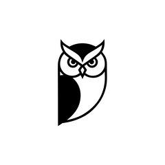 Modern Fierce Owl Logo &ndash; Bold Minimalist Bird Icon
