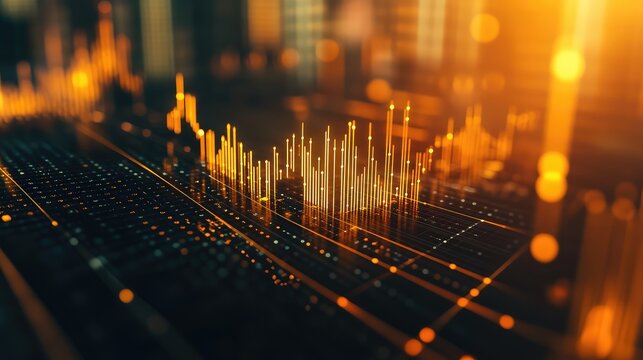 Financial market data showing global business growth chart