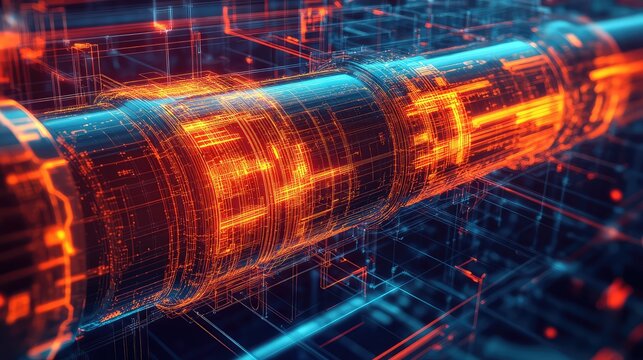 Digital data flowing through abstract fiber optic pipeline - Powered by Adobe