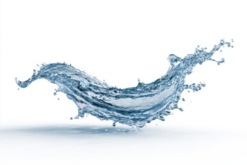 Vibrant blue water splashes dynamically across a crisp white background creating an energetic wave of liquid motion and refreshing droplets