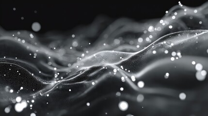 Digital wave particles creating an abstract technology network