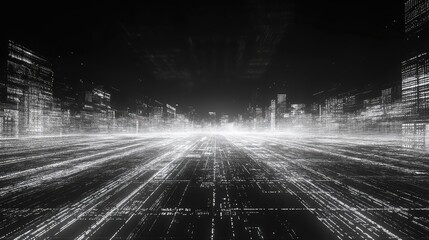 Digital city network creating a futuristic data landscape