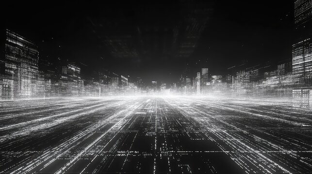Digital city network creating a futuristic data landscape