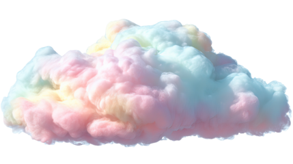 Vibrant Rainbow Cotton Candy Style Cloud on Transparent Background